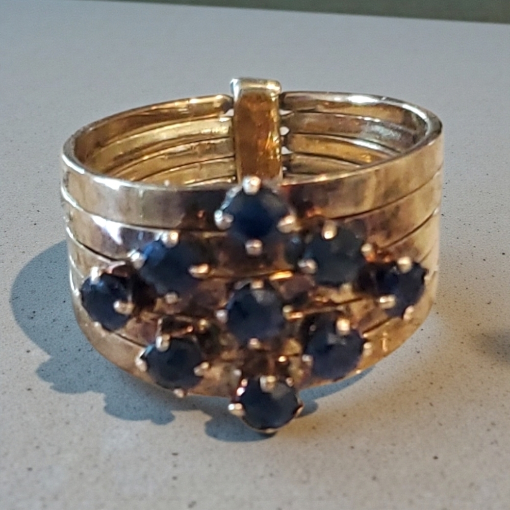 14k Yellow Gold Sapphire Vintage Harem Ring - Picture 17 of 17